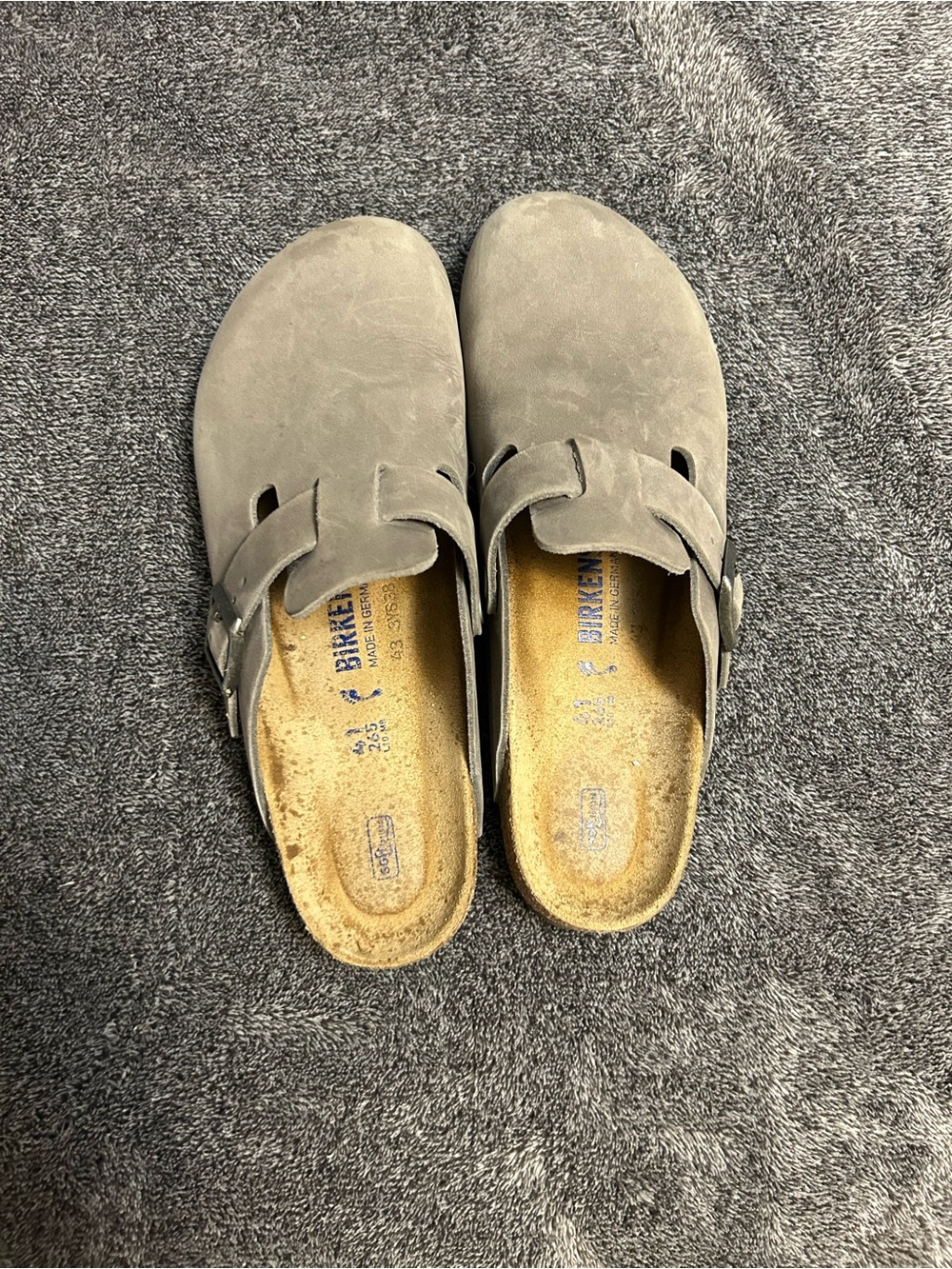 Birkenstock Boston Clogs in Gray Suede